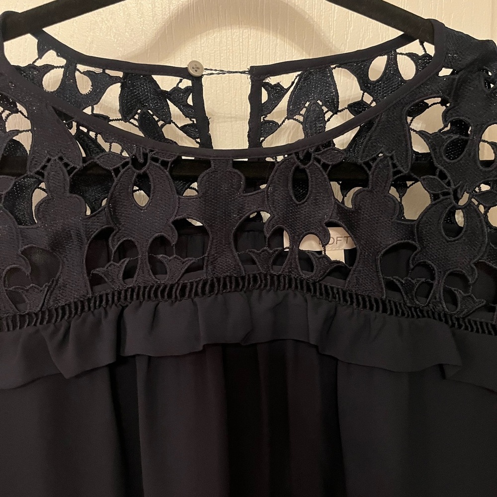 Loft Navy Lace Women's Top - Picture 8 of 9